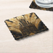 美しいレトロアールデコブラック金ゴールド エレガント ペーパーコースター (アングル)