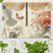 美しいレトロドラゴンフライ，バタフライ キッチンタオル (折り畳み)