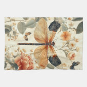 美しいレトロドラゴンフライ，バタフライ キッチンタオル (横)