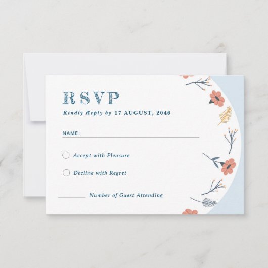 美しいレトロフローラ結婚式RSVPカード サンキューカード (正面)