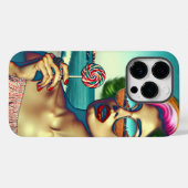 美しいレトロポップ・アートのアートウーマンと棒つきキャンデー Case-Mate iPhoneケース (裏面 (横))