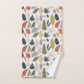 美しいレトロモダンリーフかわいらし秋 バスタオルセット (ハンドタオル)