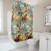 美しいレトロレディーアットザカクテルビーチ シャワーカーテン (インサイチュ)