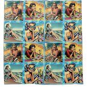 美しいレトロレディーアットザカクテルビーチ シャワーカーテン (正面)