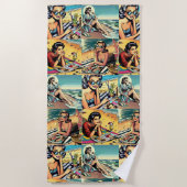 美しいレトロレディーアットザカクテルビーチ ビーチタオル (正面)