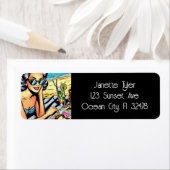 美しいレトロレディーアットザカクテルビーチ ラベル (インサイチュ)