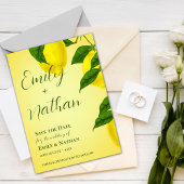 美しいレモンかわいい明るい黄色のシトラス結婚ズ セーブザデート