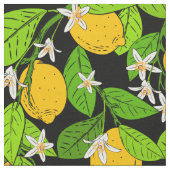 美しいレモンと花の濃い色 ファブリック (クローズアップ)