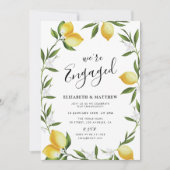 美しいレモンの葉の婚約パーティ 招待状 (正面)