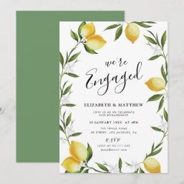 美しいレモンの葉の婚約パーティ 招待状