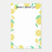 美しいレモンの食料品店リストの食事計画 ポストイット (正面)