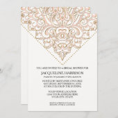 美しいレースのダマスク柄 ウェディング ブライダルシャワー 招待状 (正面/裏面)