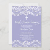美しいレースの最初聖餐式の招待状 招待状 (正面)