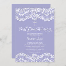 美しいレースの最初聖餐式の招待状