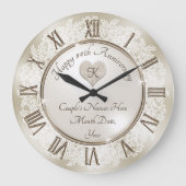 美しいレースの贈り物　結婚13周年記念日に ラージ壁時計 (正面)