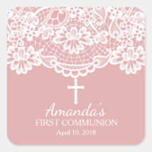 美しいレース最初の聖餐式ステッカー