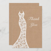 美しいレース&バーラップ サンキューカード (正面/裏面)