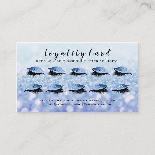 美しいロイヤリティカード10メイクアップラッシュブルーグリッター1 ロイヤリティカード (裏面)
