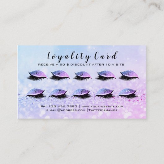 美しいロイヤリティカード10メイクアップラッズマイアミPNK ロイヤリティカード (裏面)