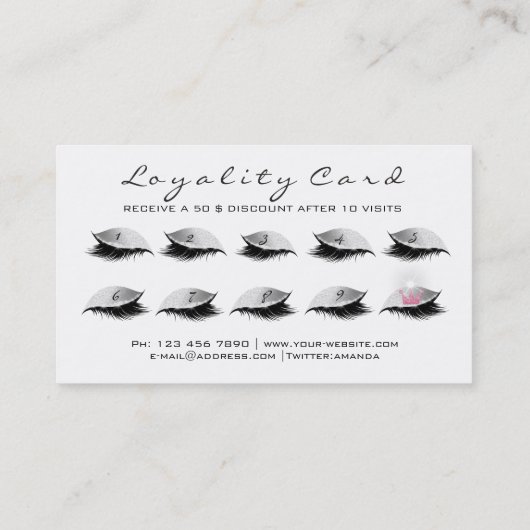 美しいロイヤリティカード10ラッシュホワイトグレーシルバークラウン ロイヤリティカード (裏面)