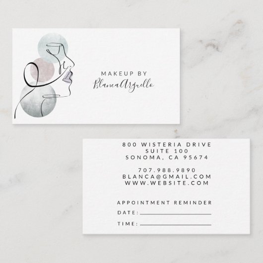 美しいロゴメイクアップアーティスト事業とアポイントメント 名刺 (正面/裏面)