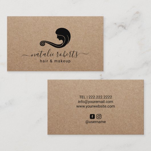 美しいロゴ美容師メイクアップアーティストクラフト 名刺 (正面/裏面)
