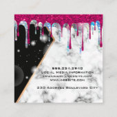 美しいロゴ | QRコード | 大理石グリッタードリップ スクエア名刺 (裏面)