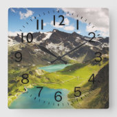 美しいロッキーの山とストリームのシーン スクエア壁時計 (正面)