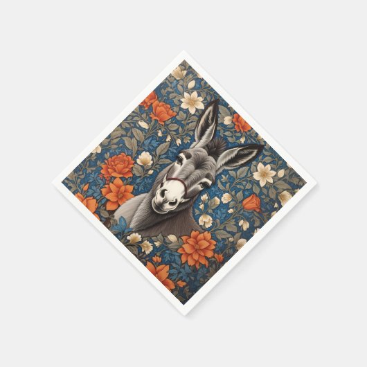 美しいロバ顔エレガントフローラ スタンダードカクテルナプキン (角)