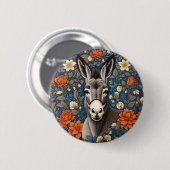 美しいロバ顔エレガントフローラ 缶バッジ (正面&裏面)
