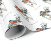 美しいロビン、Wモノグラム、冬の挨拶 ラッピングペーパー (ロールコーナー)