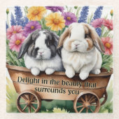 美しいロプバニーラバかわいらしス ガラスコースター (正面)