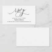 美しいロマモダンンスブラックインク、ウェディングRSVP エンクロージャーカード (正面/裏面)