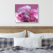 美しいロマンチックかわいらしなピンクのバラのフローラアート キャンバスプリント (インサイチュ (寝室))