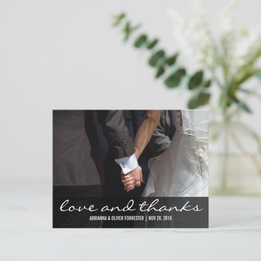 美しいロマンチックなカップルの写真結婚の感謝の気持ち ポストカード (スタンド正面)