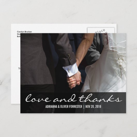 美しいロマンチックなカップルの写真結婚の感謝の気持ち ポストカード (正面/裏面)