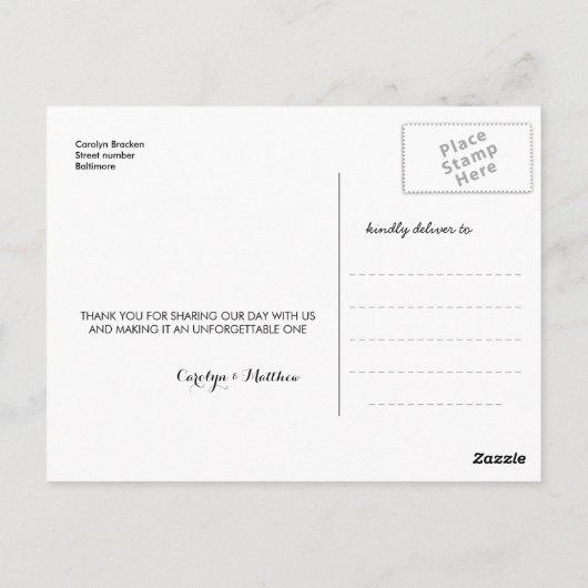 美しいロマンチックなカップルの写真結婚の感謝の気持ち ポストカード (裏面)