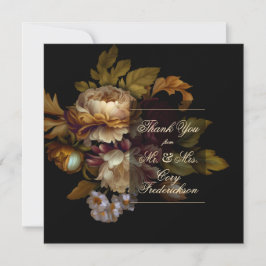 美しいロマンチックなダークオールドワールドフローラ サンキューカード