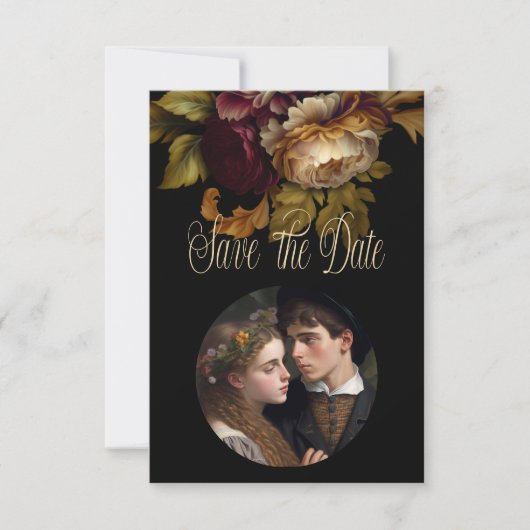 美しいロマンチックなダークオールドワールドフローラ 出欠カード (正面)