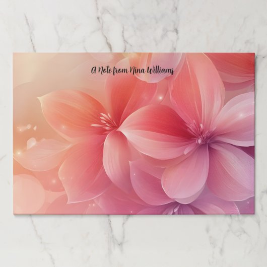 美しいロマンチックなピンクの花 ペーパーパッド (正面)