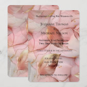 美しいロマンチックなブッシュピンクゴールドリーフウェディング 招待状 (正面/裏面)