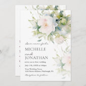 美しいロマンチックなホワイトフラワーのクリスチャンウェディング 招待状 (正面/裏面)