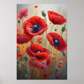 美しいロマンチックなポピーの花の花芸術 ポスター (正面)