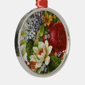 美しいロマンチックな夏のブーケ 赤いバラ メタルオーナメント (右)