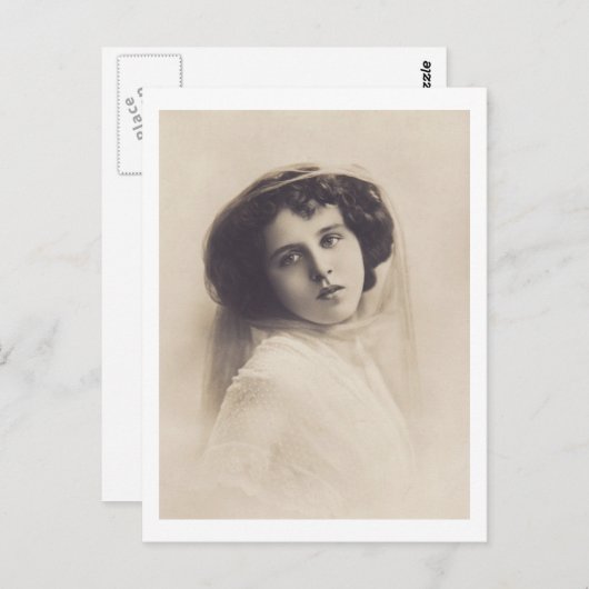 美しいロマンチックな女性ヴィンテージ ポストカード (正面/裏面)