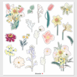 美しいロマンチックな春の花コレクション。 シール