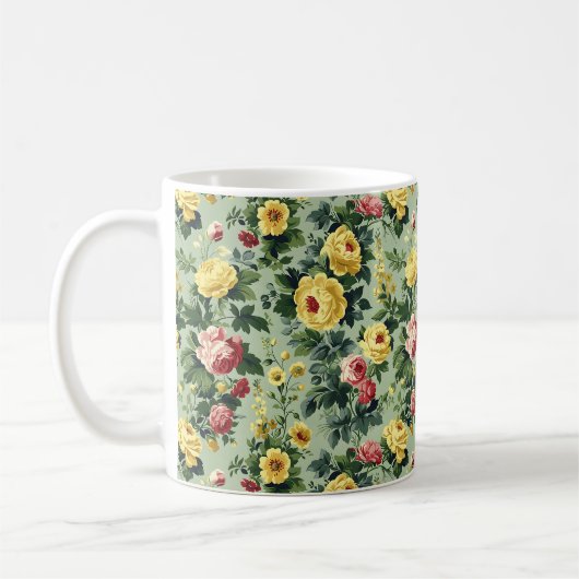 美しいロマンチックな春の黄色の乙女の花 コーヒーマグカップ (左)