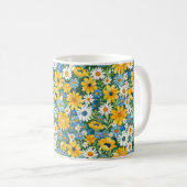 美しいロマンチックな春の黄色の花 コーヒーマグカップ (正面右)