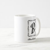 美しいロマンチックな春ガーリー黒い花 コーヒーマグカップ (正面右)