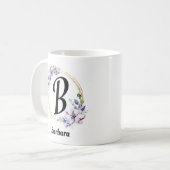 美しいロマンチックな春紫ガーリー色の花 コーヒーマグカップ (正面左)